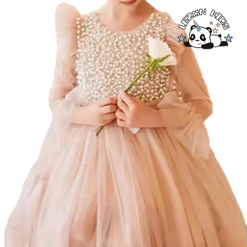 LEZONKIDS - Vestido de Noiva de Página para Meninas Elegante e Barato, Saia Longa, Manga Voadora, Vestido Inchado